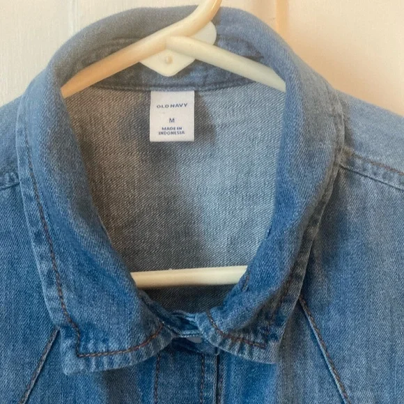 ❤️Old Navy Blue Denim Shirt Dress-medium - Picture 3 of 10